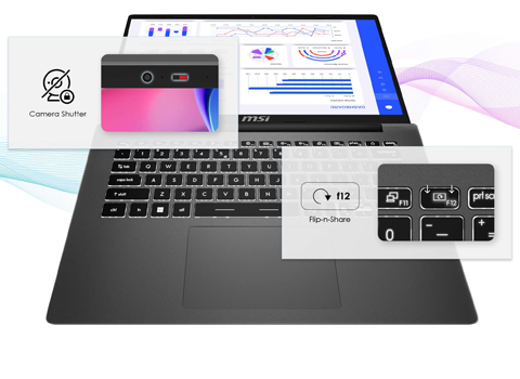 Convenient function buttons and webcam privacy shutter