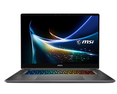 Laptop open, revealing display.