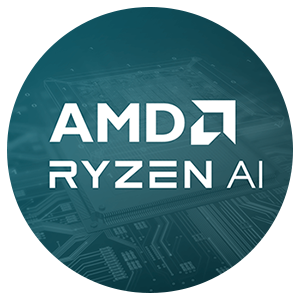 AMD Ryzen AI logo overlaying a PCB.