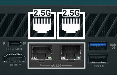 Dual 2.5GB lan at the rear of the MSI Cubi.
