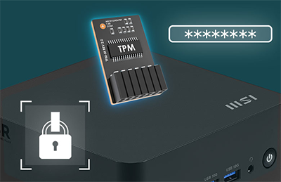 dTPM 2.0 chip illustrated above the MSI Cubi.