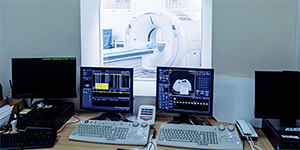 Two AI pcs in a medical lab to hightlight medical use