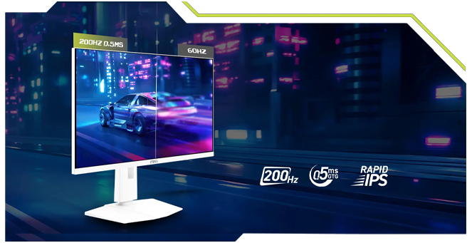 Cutout of motion blur background with monitor and racing car with monitor speed shown above