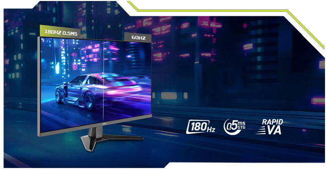 Cutout of motion blur background with monitor and racing car with monitor speed shown above