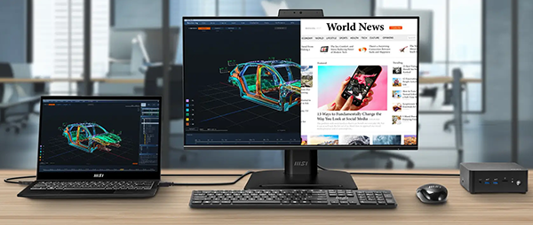 Monitor and laptop connected to each other