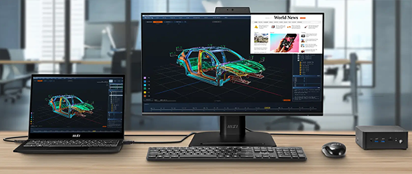 Monitor and laptop connected to each other