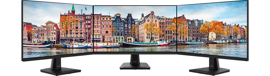 Image of 3 monitors together to show a seamless display