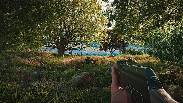 First person shooter game with fine-tuned colour settings, highlighting customisation