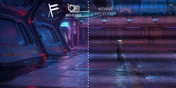 Anti-flicker and without on split screen