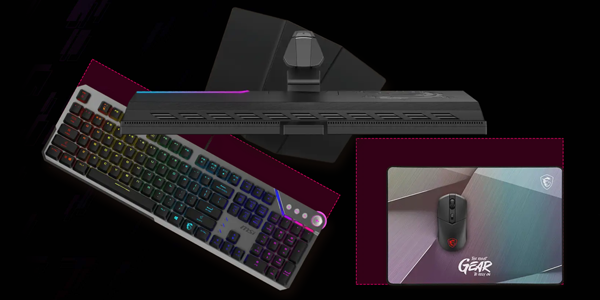 Monitor design with keyboard, mouse and mouse mat