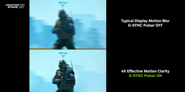 Split screen showing GSYNC Pulsar on/off