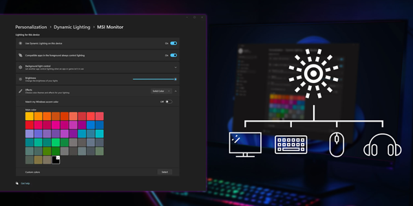 Lighting software with gaming monitor in background