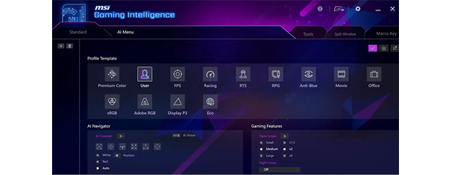 Shot of AI Menu interface