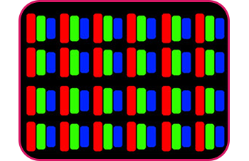 Close up of RGB Stripe on QD-OLED Panel
