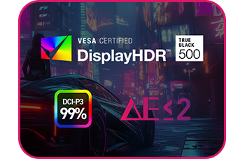 Image of VESA Certified DisplayHDR, True Black 500 and DCI-P3 99% certification logos