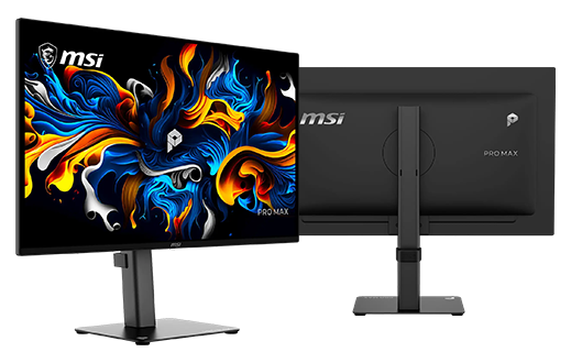 Front and rear angle of the PRO MAX monitor from MSI.