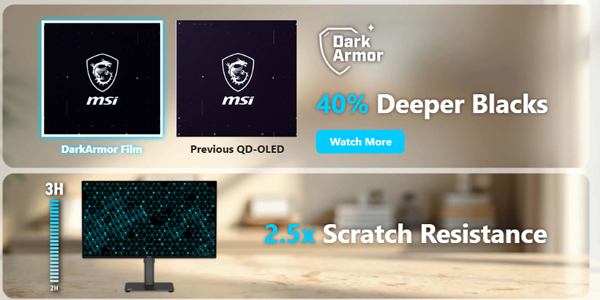 Illustration of DarkArmor film against previous QD-OLED version.