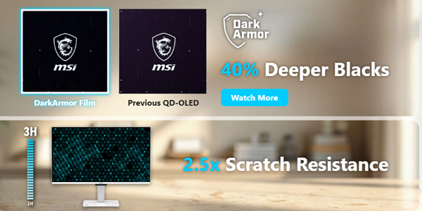 Illustration of DarkArmor film against previous QD-OLED version.