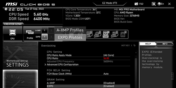 Easy Overclocking with EXPO Profile.