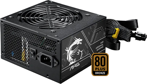MAG A750BN PCIE5 II 750W Wired 80+ Bronze ATX 3.1 Black Power Supply