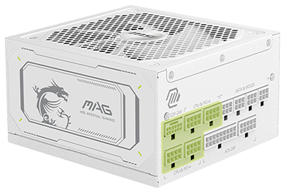 Power connectors highlighted on angled shot of PSU