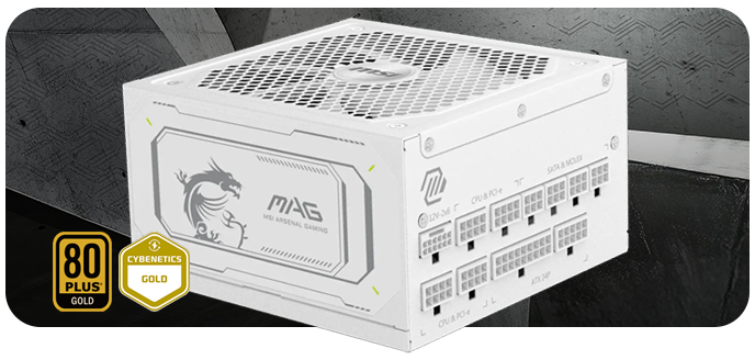 White PSU clipping out of brutalist backdrop