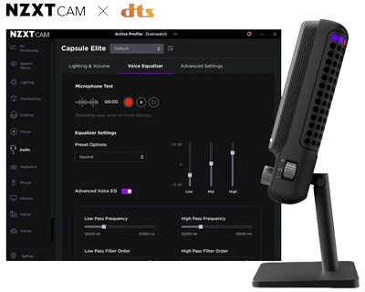 screenshot of NZXT CAM with mic next to it