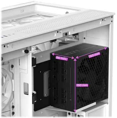 150 x 150 x 86mm PSU in White Case