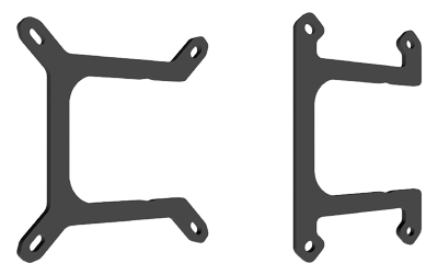 Intel and AMD mounting brackets side by side
