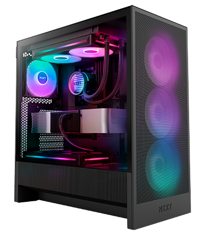 Side view of NZXT case with cooler installed in the top bracket