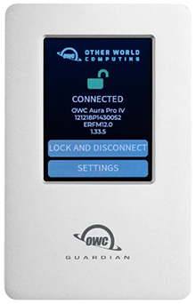 Unlocked screen showing 'connected' , lock and disconnect and settings