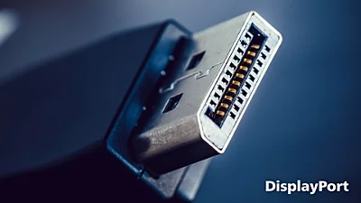 Close up image of DisplayPort cable
