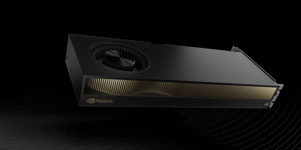 Hero banner of the NVIDIA RTX PRO™ 5000 Blackwell GPU floating above subtle wavy grey/gold lines to highlight its premium design