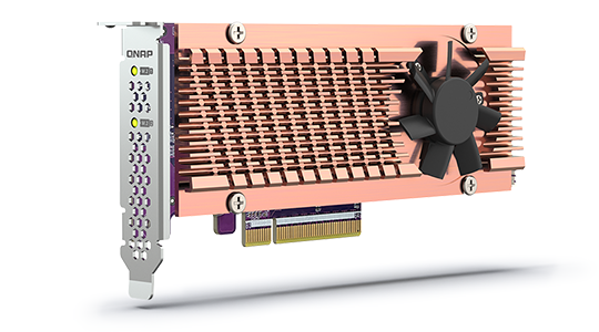 Dual M.2 22110/2280 PCIe NVMe SSD Expansion Card from Qnap