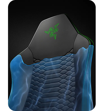Cooling blue wave flowing over the chair to highlight cooling technology