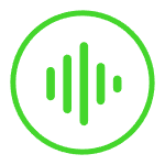 Circle green ring with audio wave illustration within.