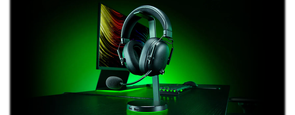 Razer Blackshark V3 Pro flat-lay image with included cables and wireless adapter