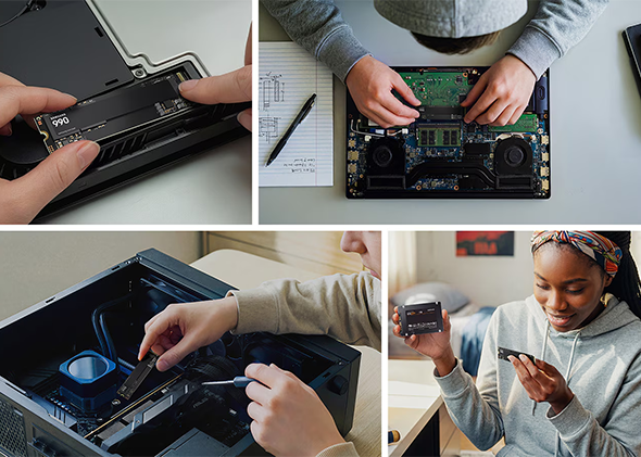 Lifestyle images of SSD being installed