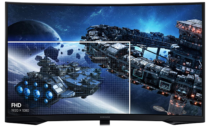 Shot of monitor revealing scale of QHD compared to HD