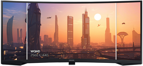Shot of monitor revealing scale of QHD compared to HD