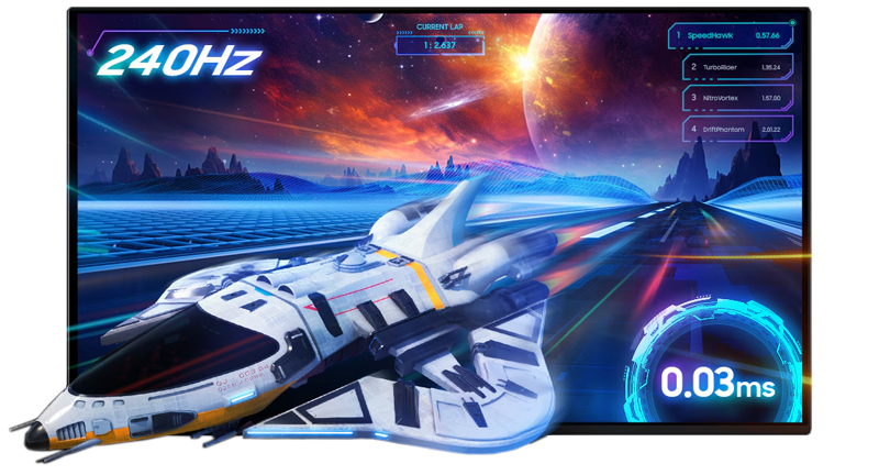 AI graphic of spaceship clipping through border of monitor and features annotated