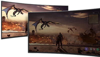Side by side view of monitor with one dimmed to indicate OLED care features