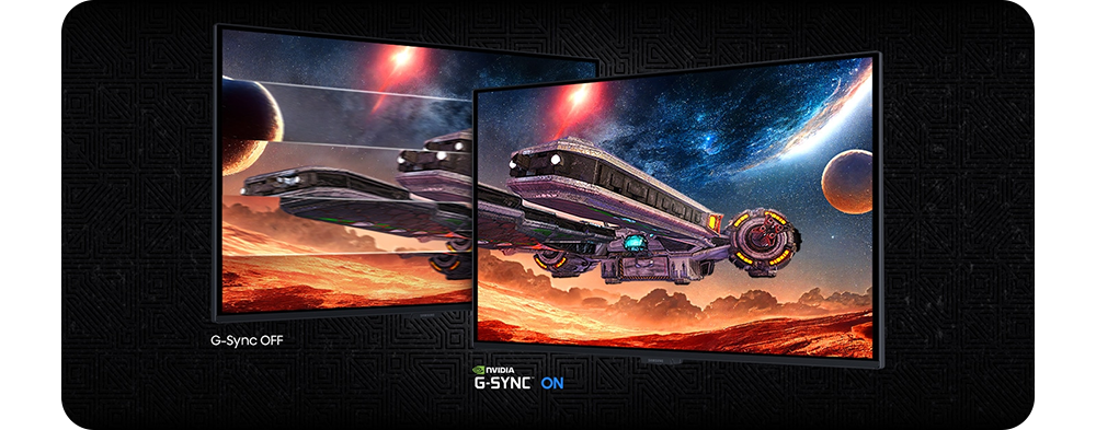 A visual showing NVIDIA G-Sync being off and on