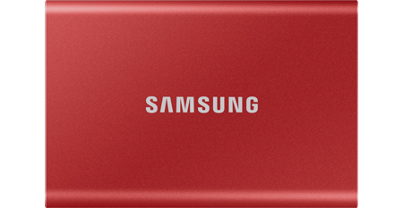 500GB Samsung T7 Portable SSD in Metallic Red