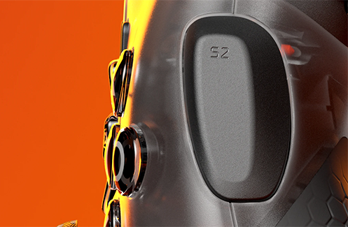 Close up image of side action button