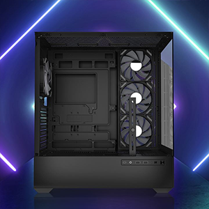Side angle of open AK6 case, highlighting dual radiator support