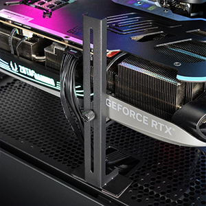 Interior of case with focus on the graphics card, highlighting hardware compatibility
