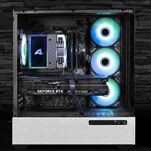 Interior of case with a full system build, revealing spacious design