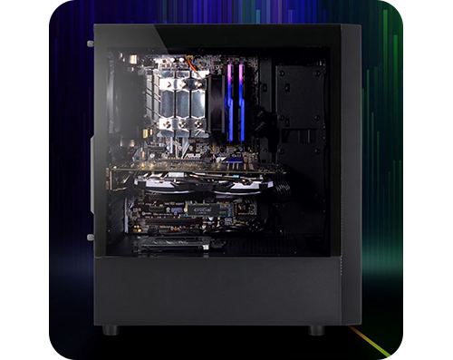 Side view of the case showing inner components behind tempered glass