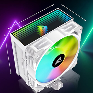 Arial view of the A50 RGB cooler showing sizing